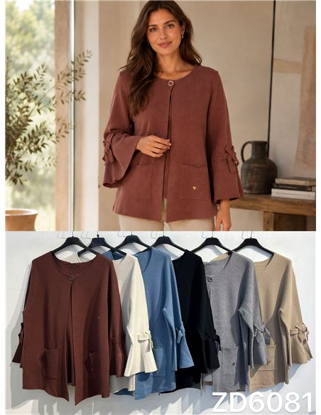 Chaqueta de punto manga lazos