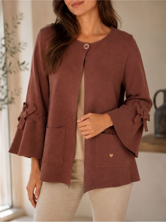 Chaqueta de punto manga lazos