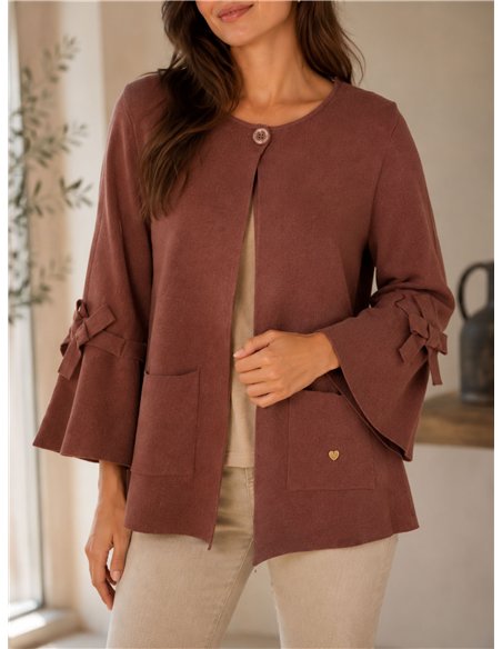 Chaqueta de punto manga lazos