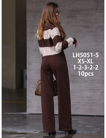 Jeans wide leg chocolate cintura cruzada