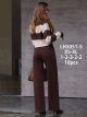 Jeans wide leg chocolate cintura cruzada
