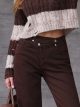 Jeans wide leg chocolate cintura cruzada