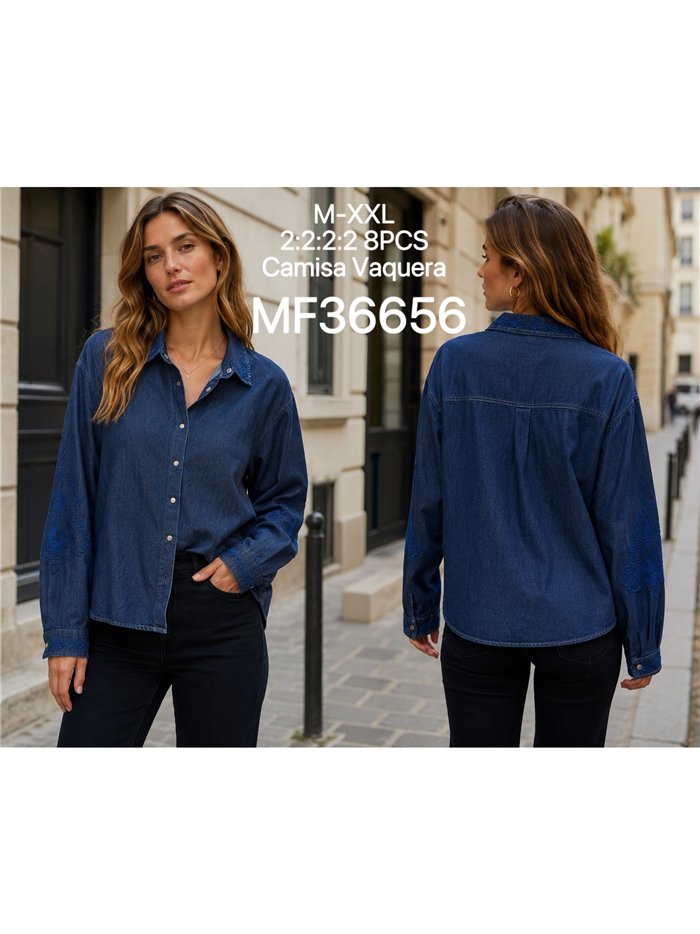 Camisa vaquera bordado en mangas