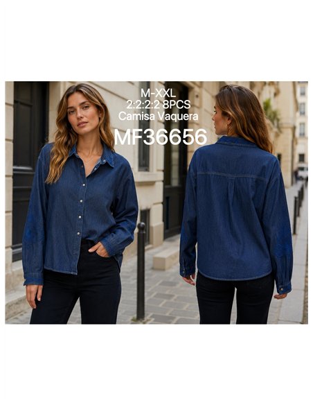 Camisa vaquera bordado en mangas