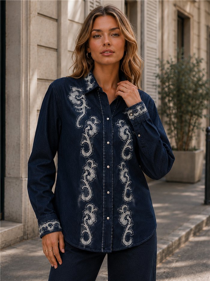 Camisa vaquera bordado ornamental