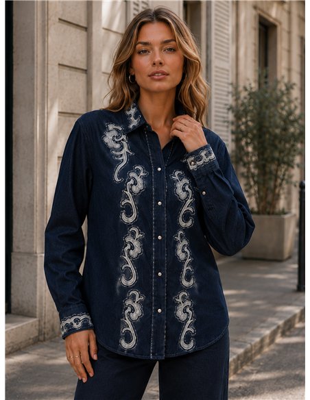 Camisa vaquera bordado ornamental