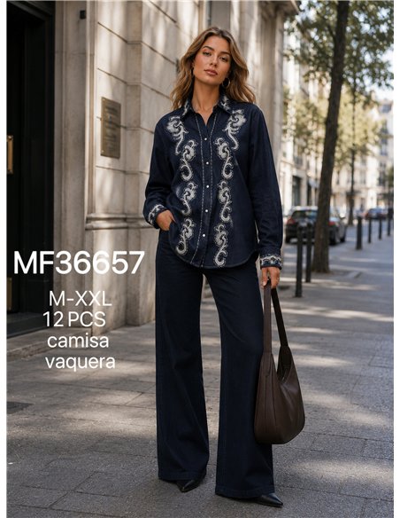 Camisa vaquera bordado ornamental