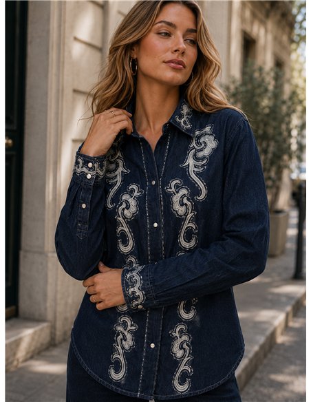 Camisa vaquera bordado ornamental