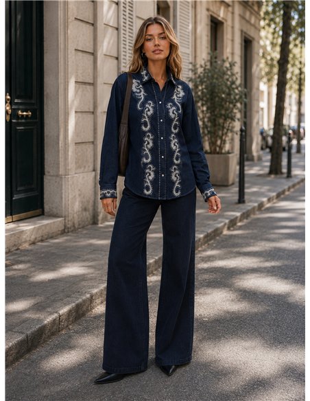 Camisa vaquera bordado ornamental