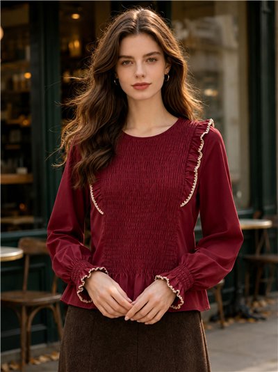 Blusa nido de abeja volantes