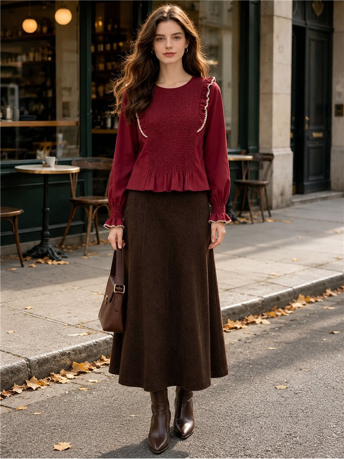 Blusa nido de abeja volantes