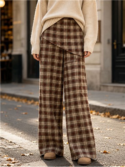 Pantalón wide leg cuadros pareo