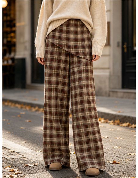 Pantalón wide leg cuadros pareo