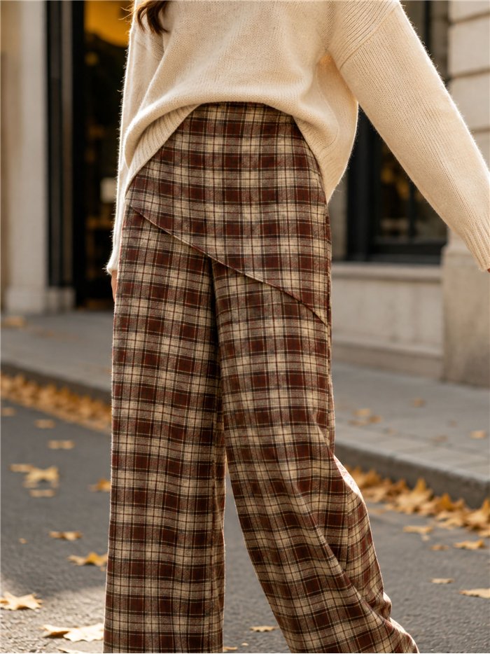 Pantalón wide leg cuadros pareo