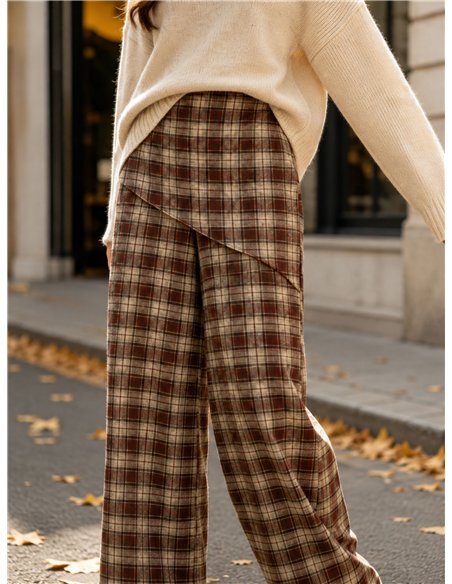 Pantalón wide leg cuadros pareo