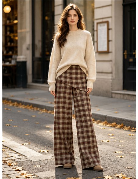 Pantalón wide leg cuadros pareo