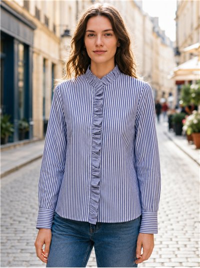 Blusa rayas volante frontal