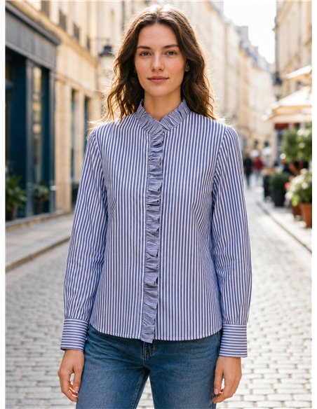 Blusa rayas volante frontal