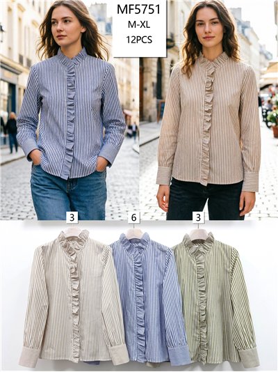 Blusa rayas volante frontal 2