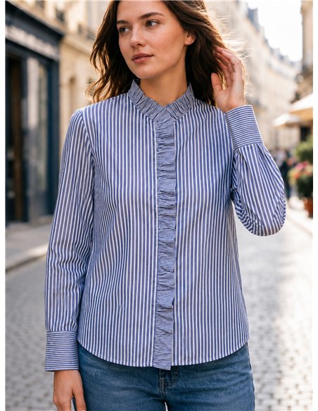 Blusa rayas volante frontal