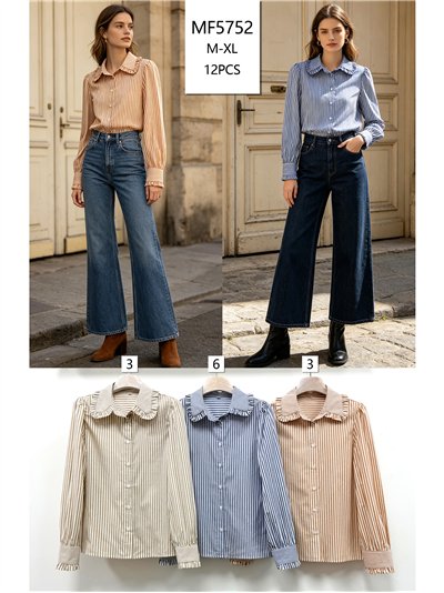 Camisa rayas cuello bobo volante 2