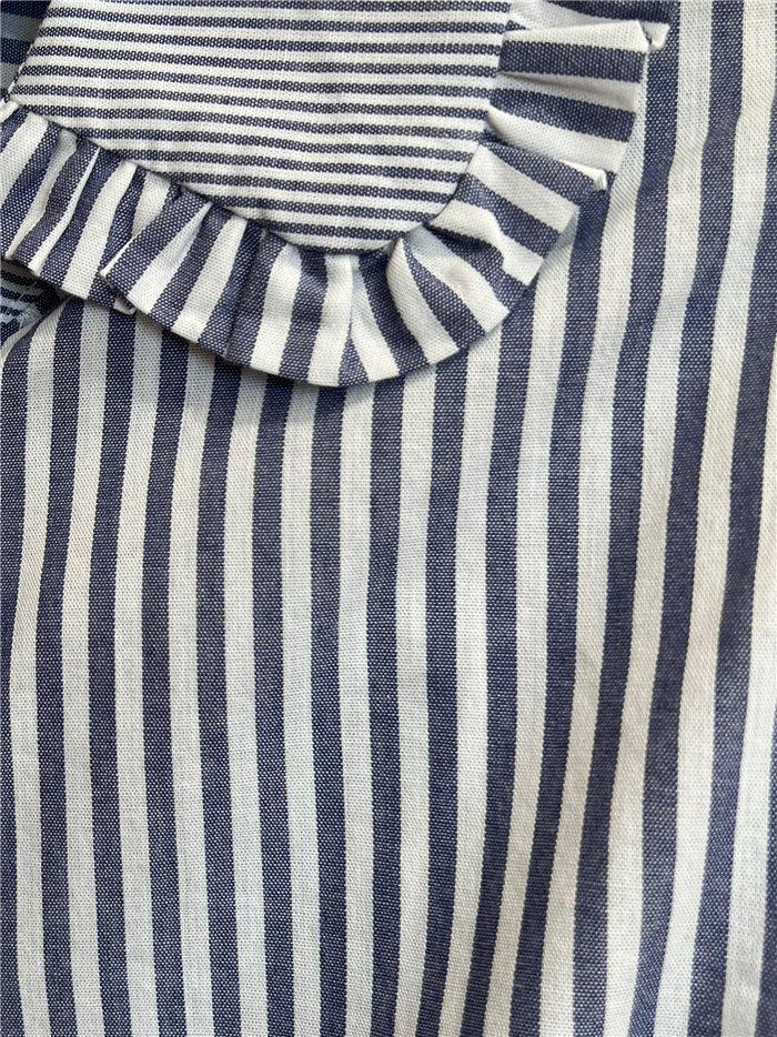 Camisa rayas cuello bobo volante