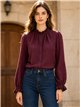 Blusa cuadros cuello fruncido