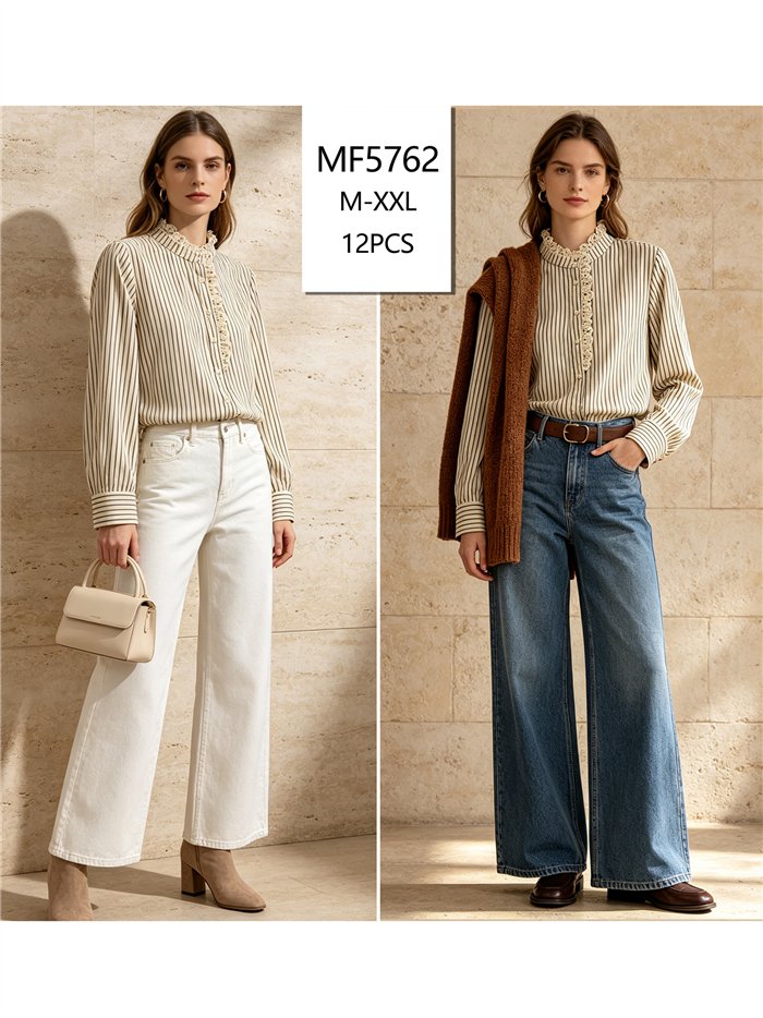 Blusa rayas encaje