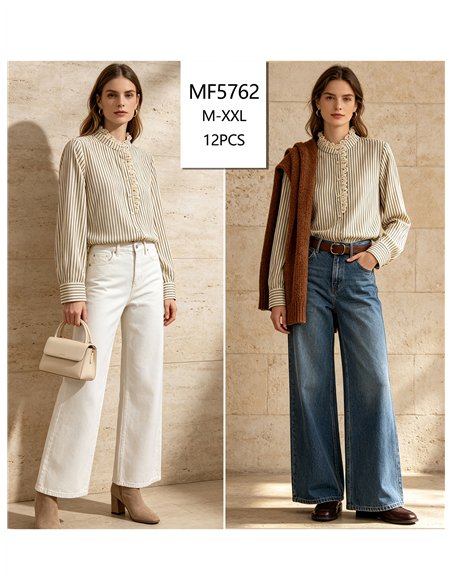 Blusa rayas encaje