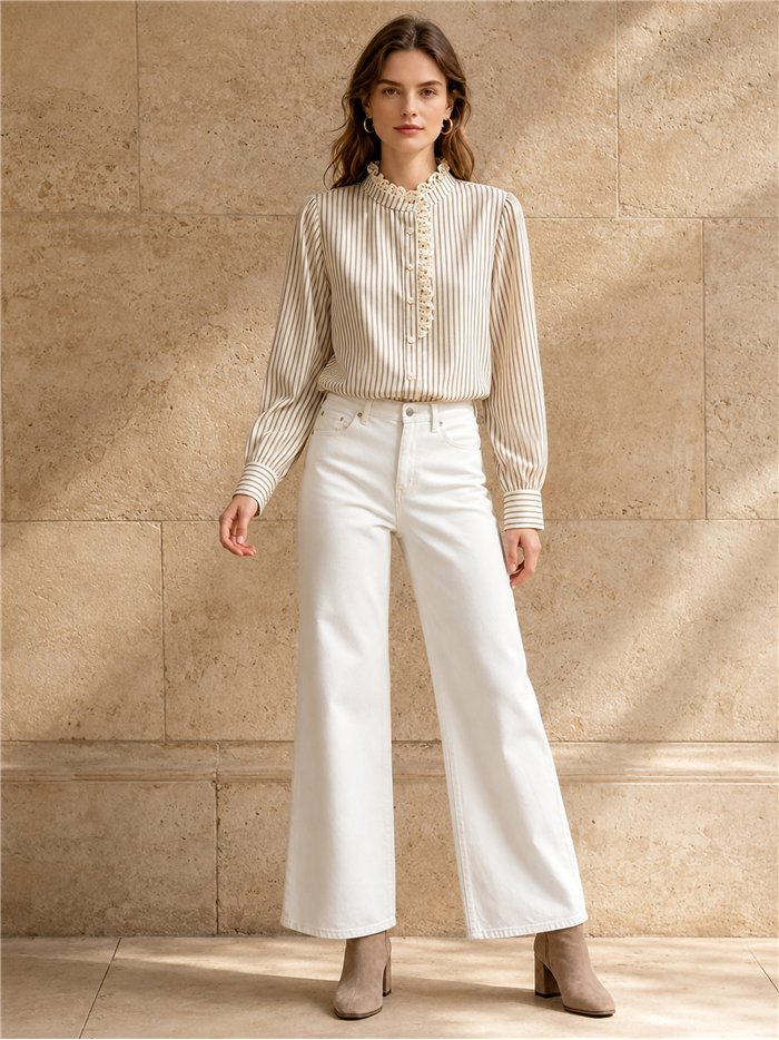 Blusa rayas encaje