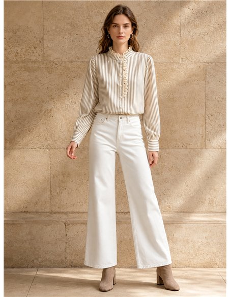 Blusa rayas encaje