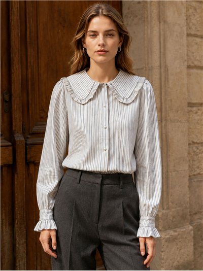 Camisa estampada cuello bobo
