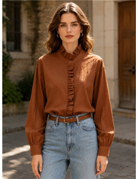Blusa lisa volante frontal