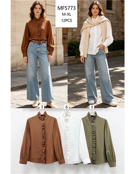 Blusa lisa volante frontal