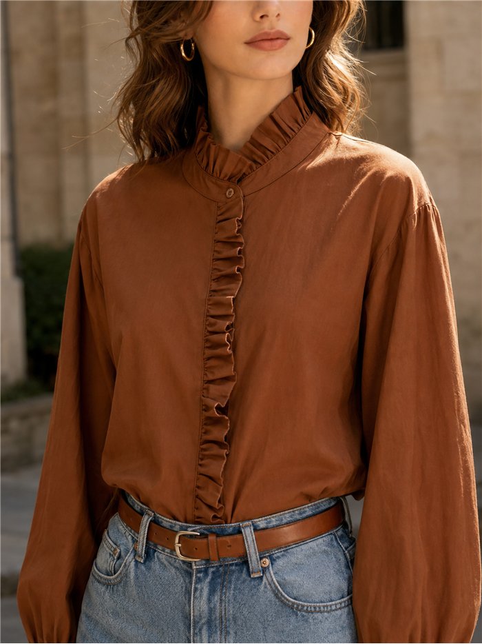 Blusa lisa volante frontal
