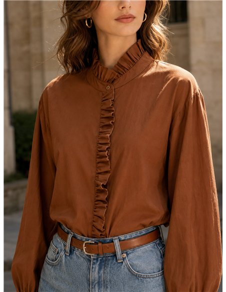 Blusa lisa volante frontal