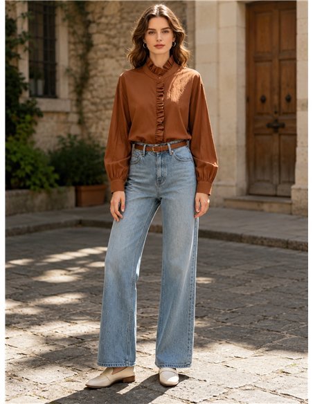Blusa lisa volante frontal