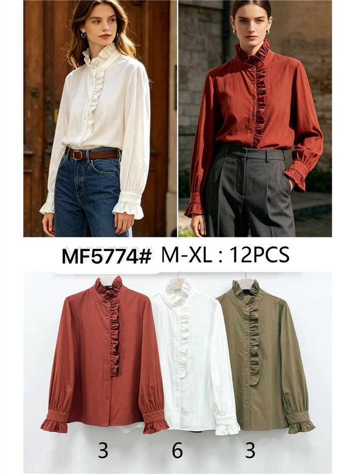 Blusa cuello alto volante