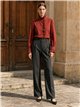 Blusa cuello alto volante