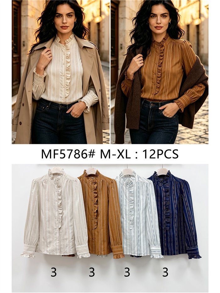 Blusa rayas étnica volantes