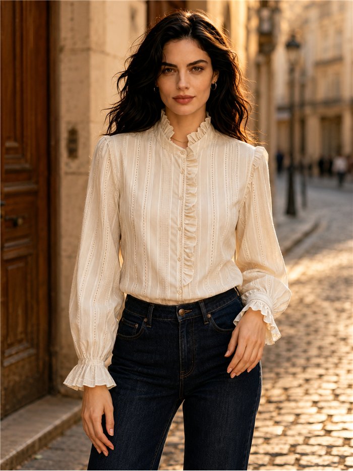 Blusa rayas étnica volantes