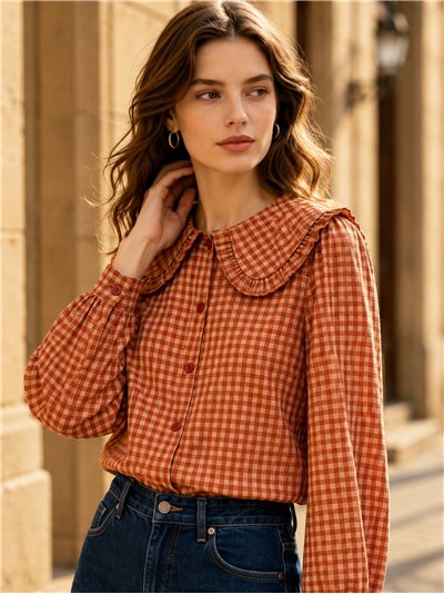 Camisa cuadros cuello bobo