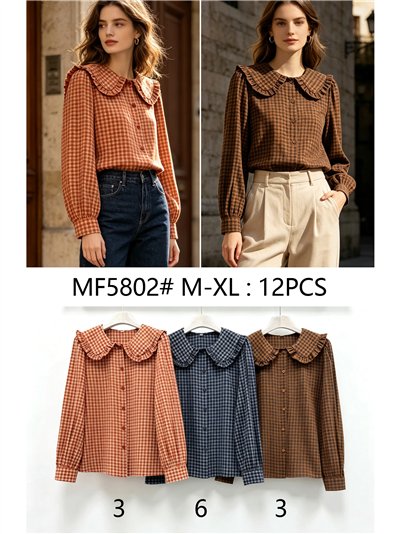 Camisa cuadros cuello bobo 2