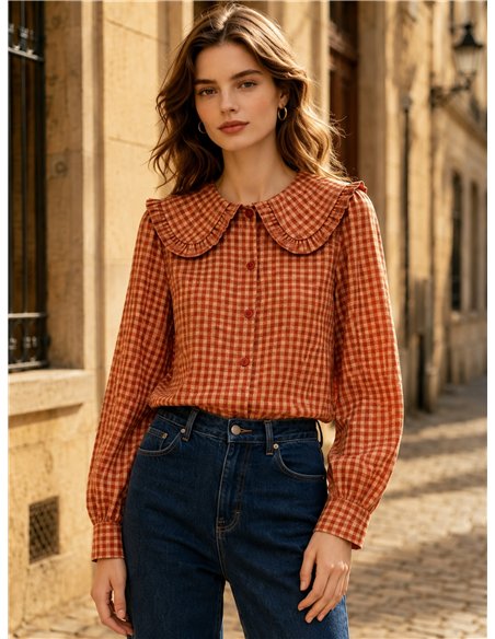 Camisa cuadros cuello bobo