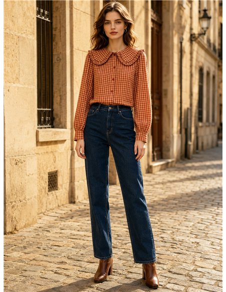 Camisa cuadros cuello bobo