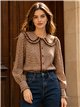 Camisa cuadros cuello bobo puntillas