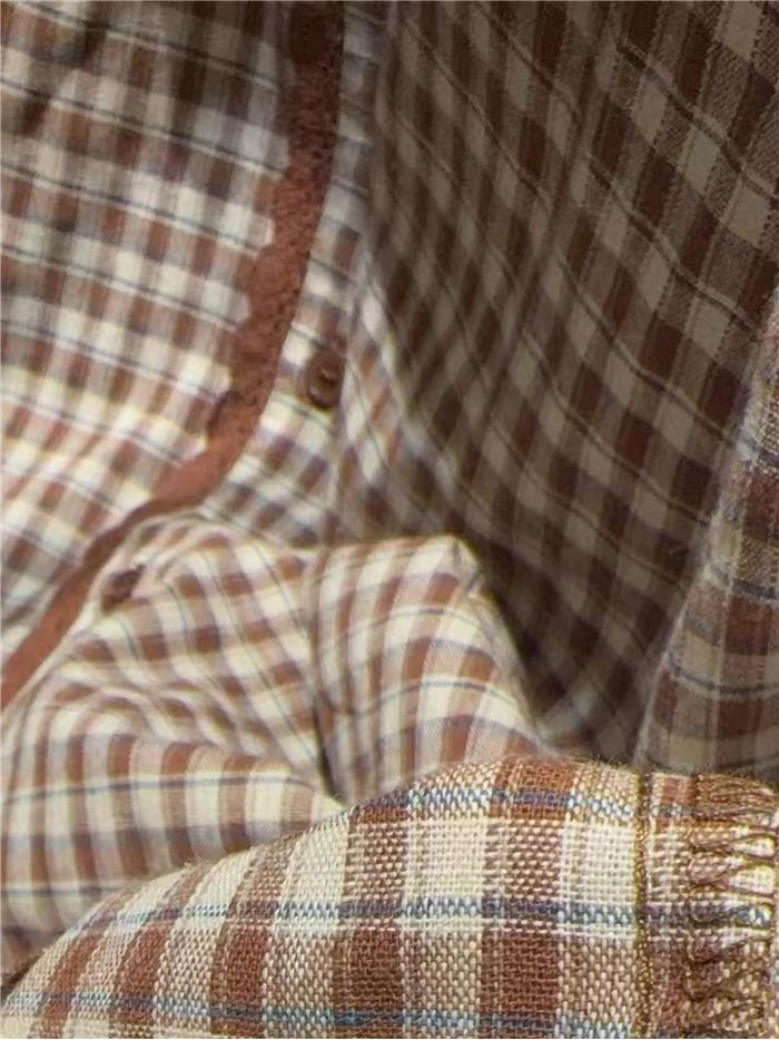 Camisa cuadros cuello bobo puntillas