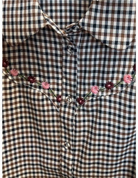 Camisa cuadros bordado floral
