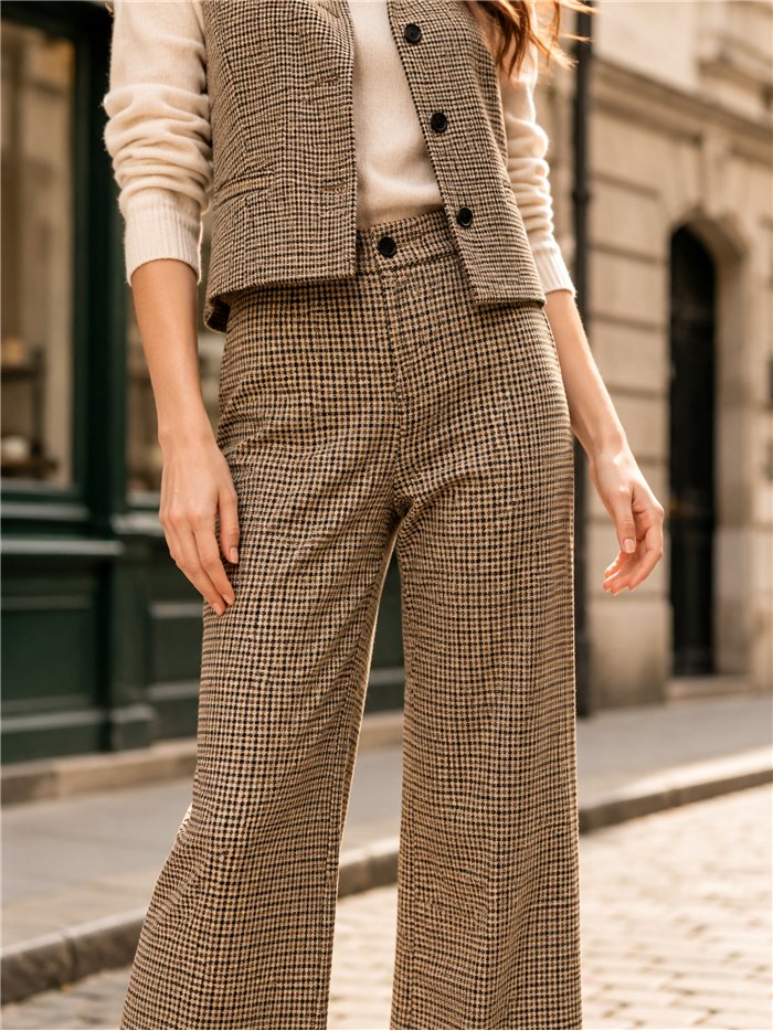 Pantalón flare de cuadros