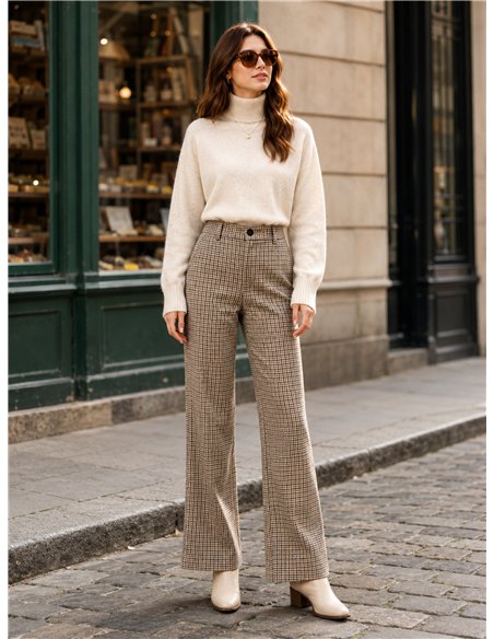 Pantalón flare de cuadros